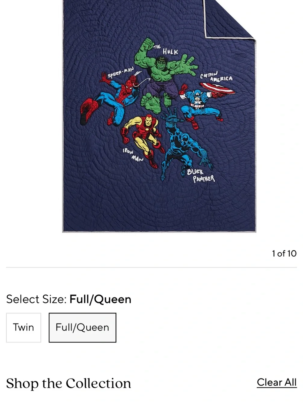 Pottery Barn Kids Full/Queen Marvel Superheroes Quilted Cotton Quilt 86x86
